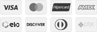 Formas de pagamento aceitas: Visa, Mastercard, Hipercard, American Express, Elo, Discover, Diners Club e Pix